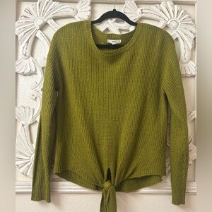 🥑 Avocado Green Tie-Front Sweater